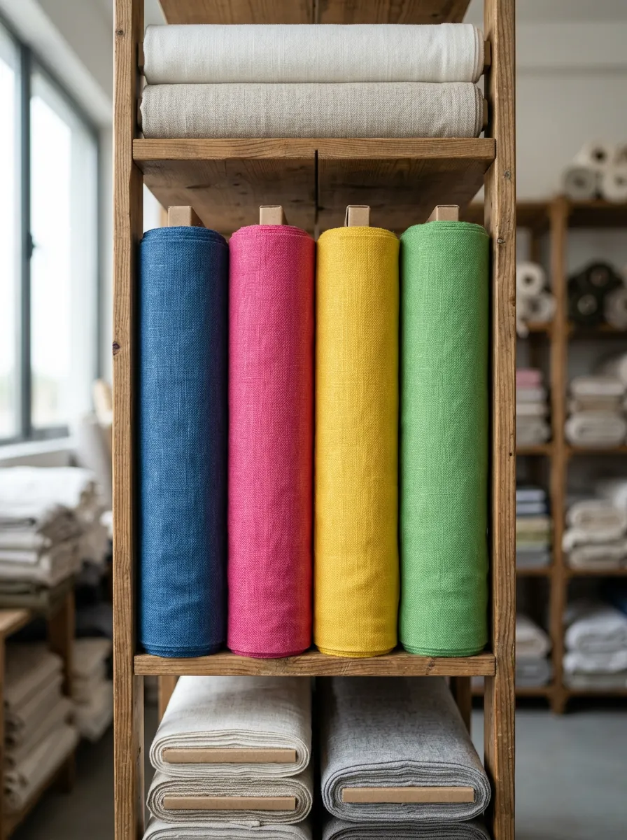 Rollos de tela en colores variados