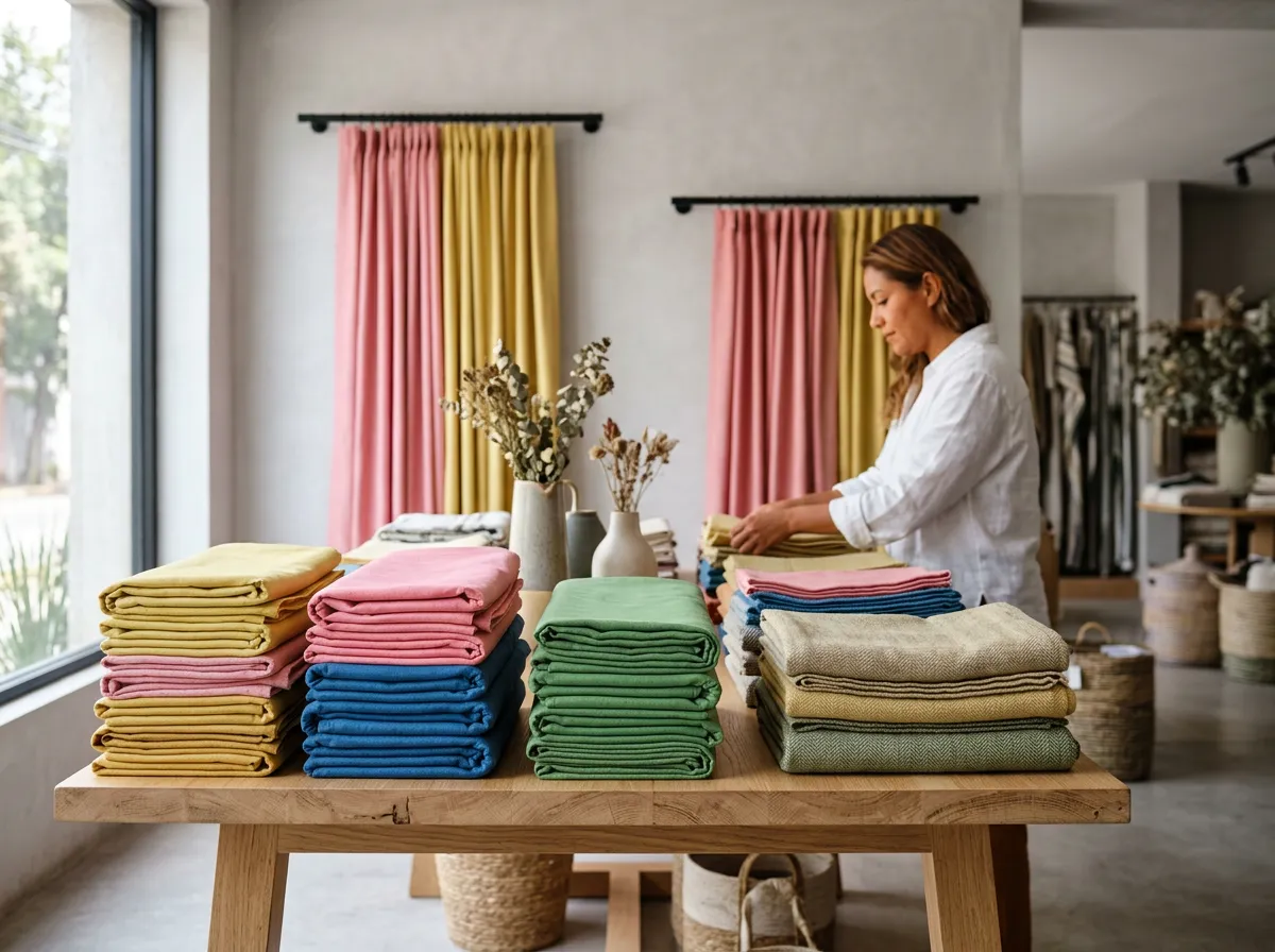 Telas decorativas dobladas